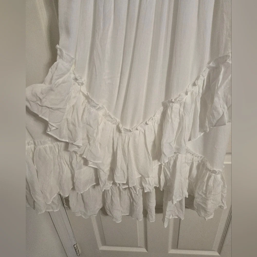 Life Women's White Ruffled Maxi Strapless Tube Top Dress Size XL - Picture 4 of 6